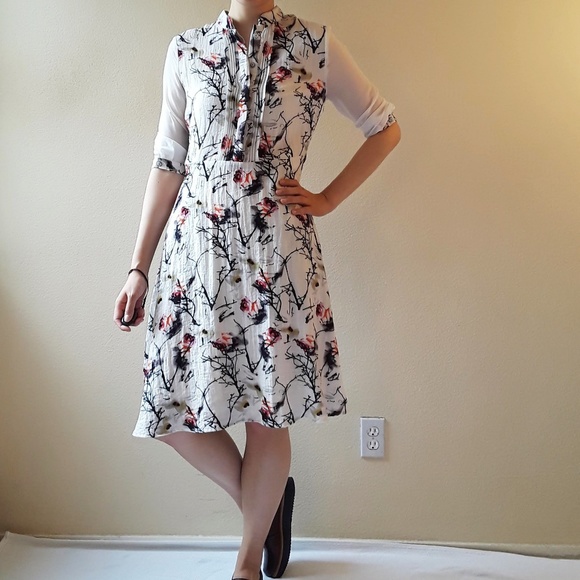 WLZD Dresses & Skirts - WLZD linen-blend watercolor floral shirt dress